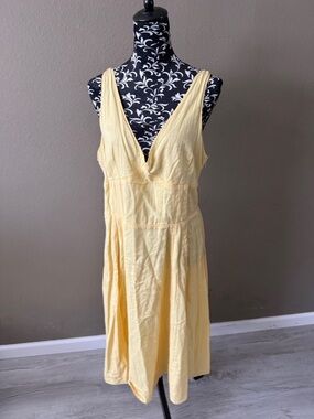 GAP Pale Yellow V-Neck Midi Dress